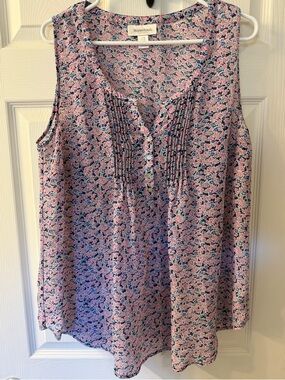 Motherhood Pink Floral Sleeveless Pleated Size XL Blouse